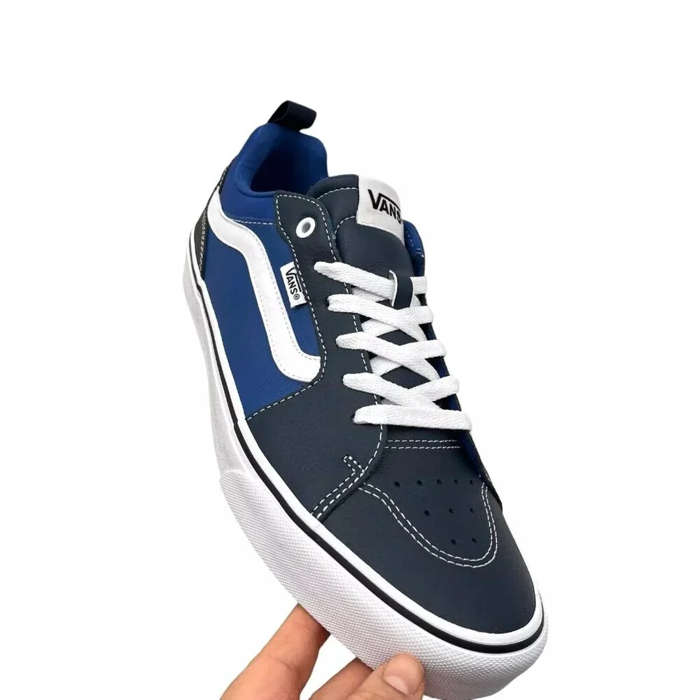 Vans Filmore Men's Casual Leather Sneaker Size 10 Navy -Royal Blue Lace up Shoes
